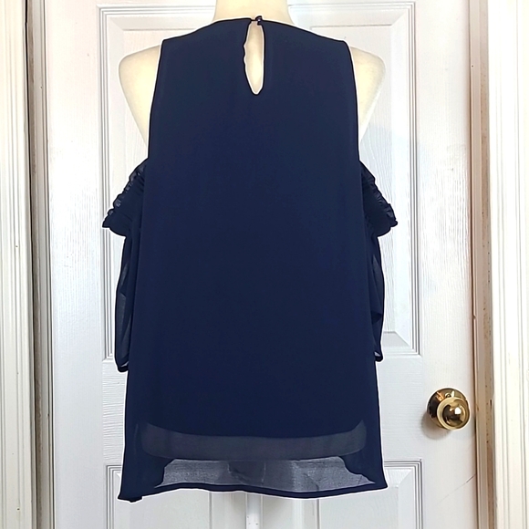 Buckle Black Cold Shoulder Blouse - Picture 5 of 13